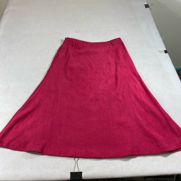 M Collection Aline Midi Skirt Pink size 10 Midi Skirt Faux Suede side Zip - Picture 10 of 10